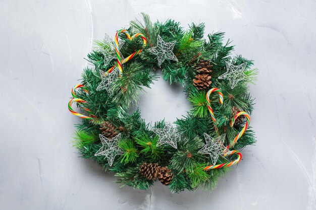 Advent christmas door wreath with festive decoration