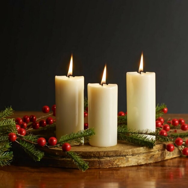 advent decoration with burning candles and wonderful lights