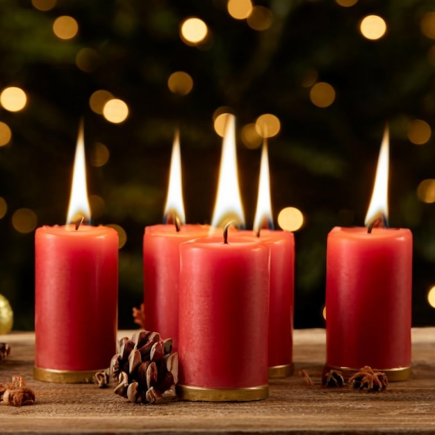 advent decoration with burning candles and wonderful lights