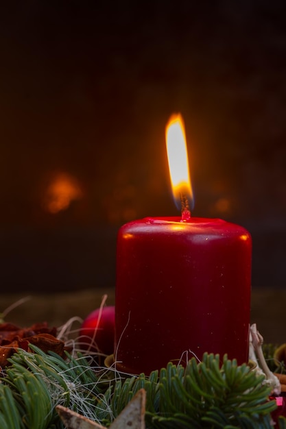 Advent wreath with burning candles