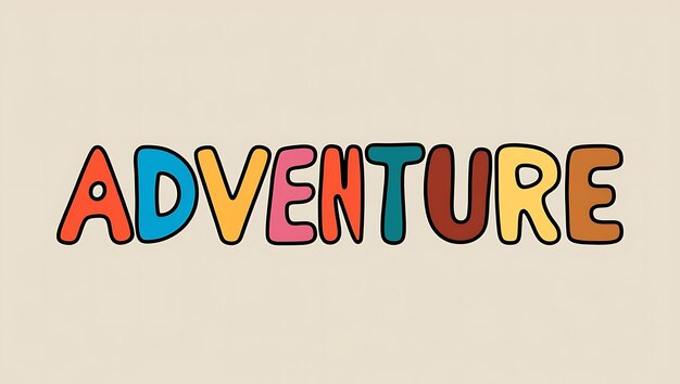 Photo adventure 3d word in colorful on flat background