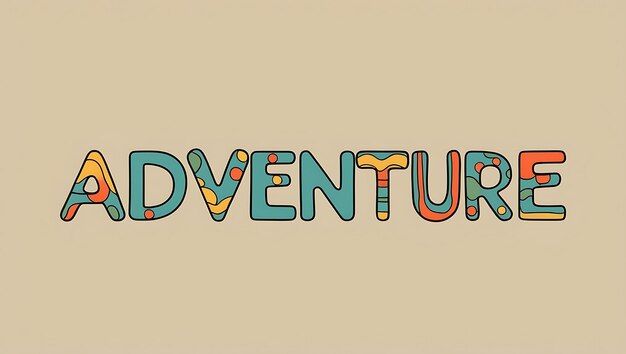 Photo adventure 3d word in colorful on flat background