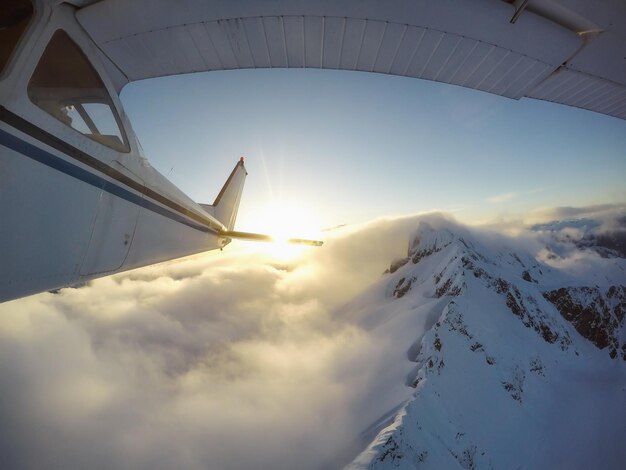 Adventure Flying around the Mountain Landscape