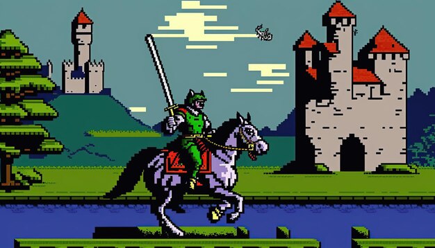 adventure game screen retro computer games level pixel art video game scene 8 bit