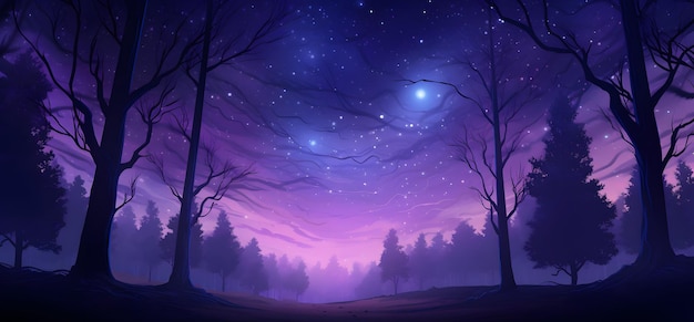 Adventure night purple landscape forest halloween