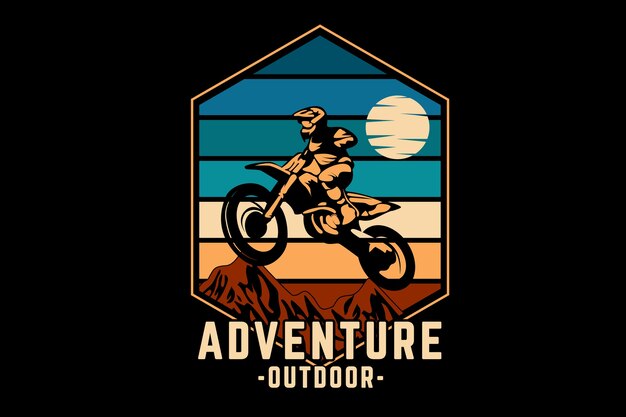 Photo adventure outdoor silhouette design retro style