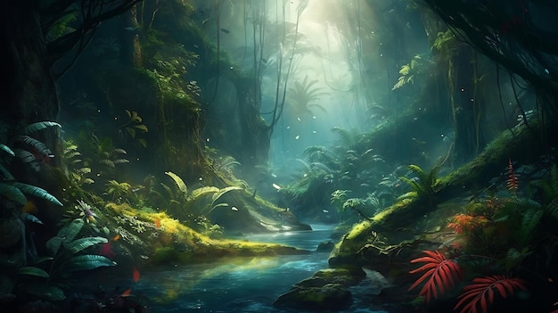 Adventure rainforest nature landscape background