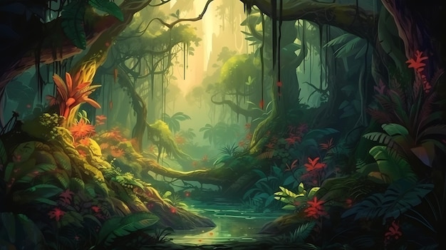 Adventure rainforest nature landscape background