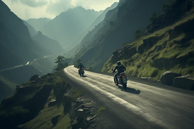 Adventure seekers on motorcycles exploring a generative ai
