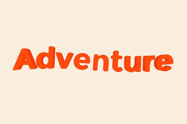 Adventure word in clay-like text style