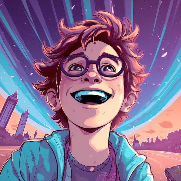 Adventurer boy with glasses smiling illustration