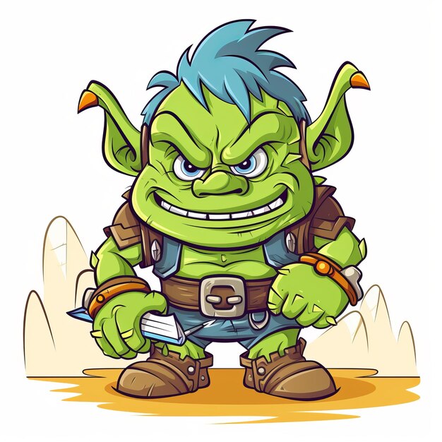 Photo the adventures of a cartoon orc a vector line book for children