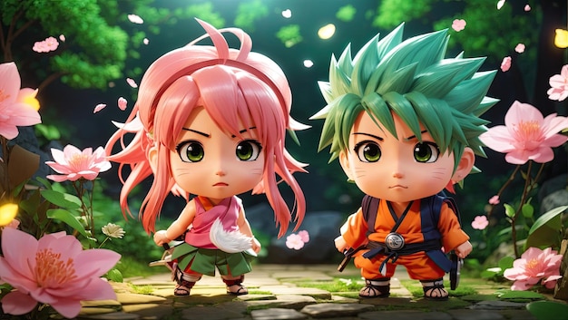 The Adventures of Naruto Sakura and Goku in a Magical Forest