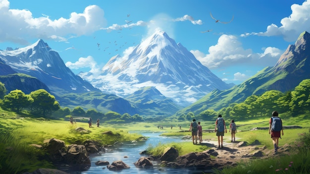 An adventurous background depicting a school field trip