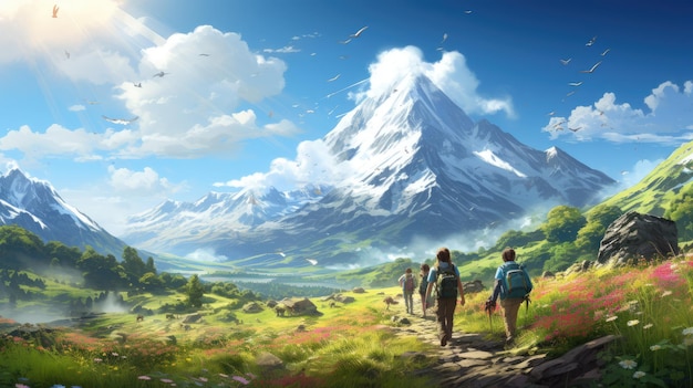 An adventurous background depicting a school field trip