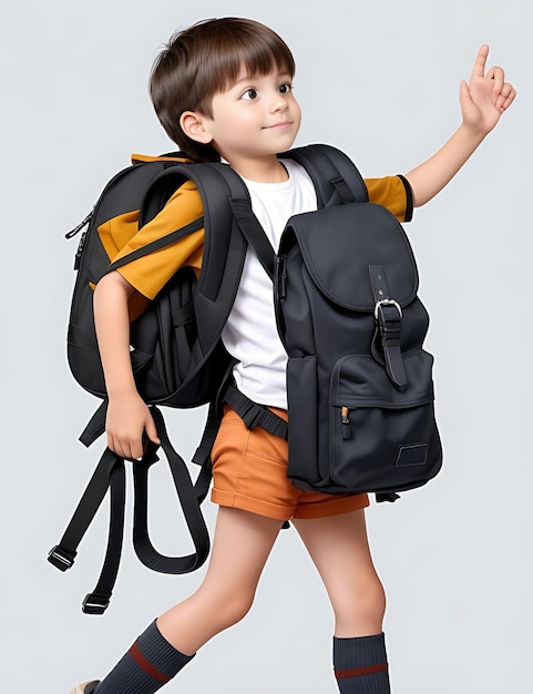 Adventurous Child with Backpack Embarking on Journey White Background