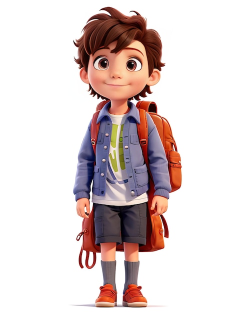 Adventurous Child with Backpack Embarking on Journey White Background