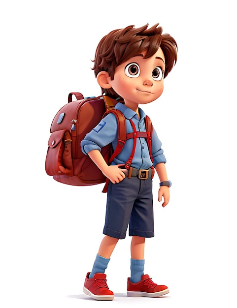 Adventurous Child with a Backpack Embarking on a Journey White Background