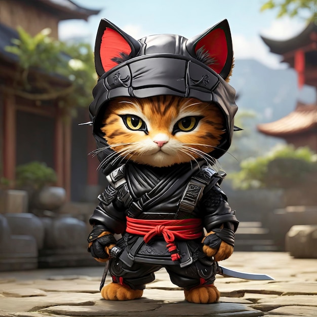 Ninja Cat Em Ação Criado Com Tecnologia Ai Generosa Ilustração Stock -  Ilustração de animal, rapidamente: 275970728