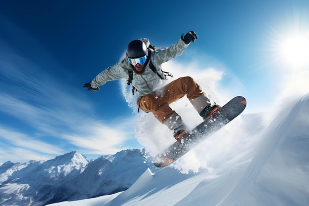 Отважный сноубордист катается по заснеженным склонам.