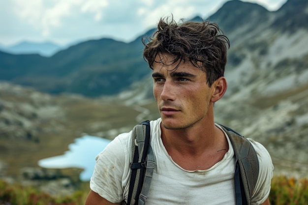 Foto lo spirito avventuroso catturato dalle montagne aspre e dal lago