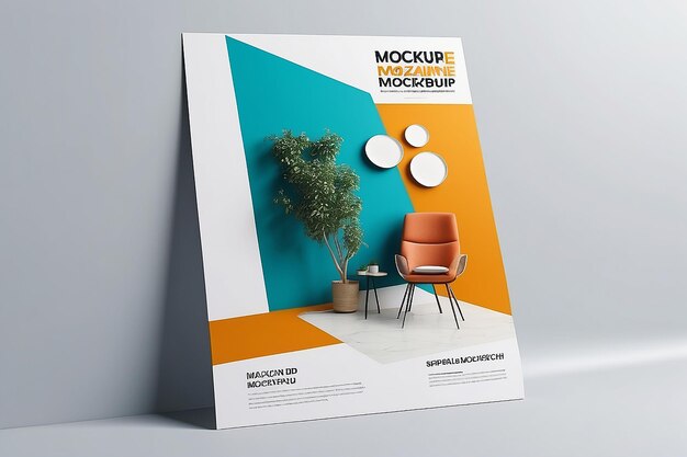 Foto advertentiebanner op tijdschrift brochure mockup 3d rendering