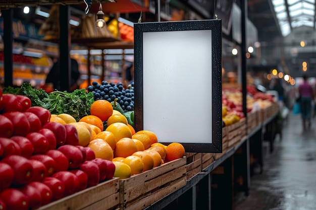 Advertisement allure Blurred food market backdrop for logo design mock up