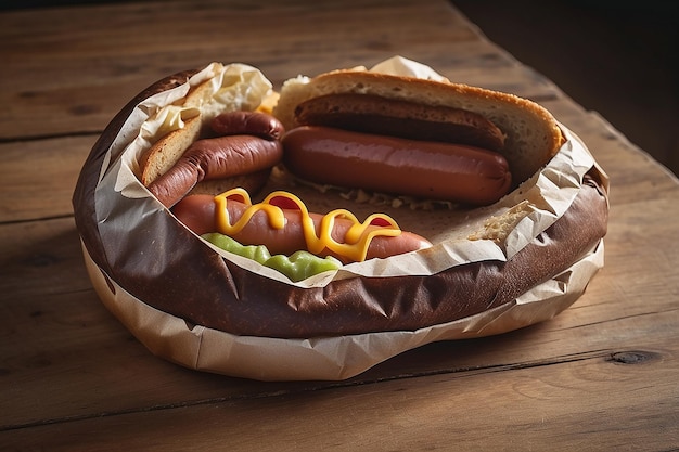 Advertisement for food with hotdog