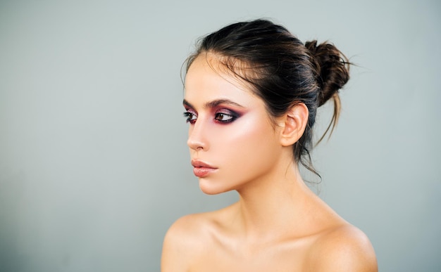 Advertisement magazine beauty woman face closeup portrait fashion beauty cosmetics makeup smooth skin