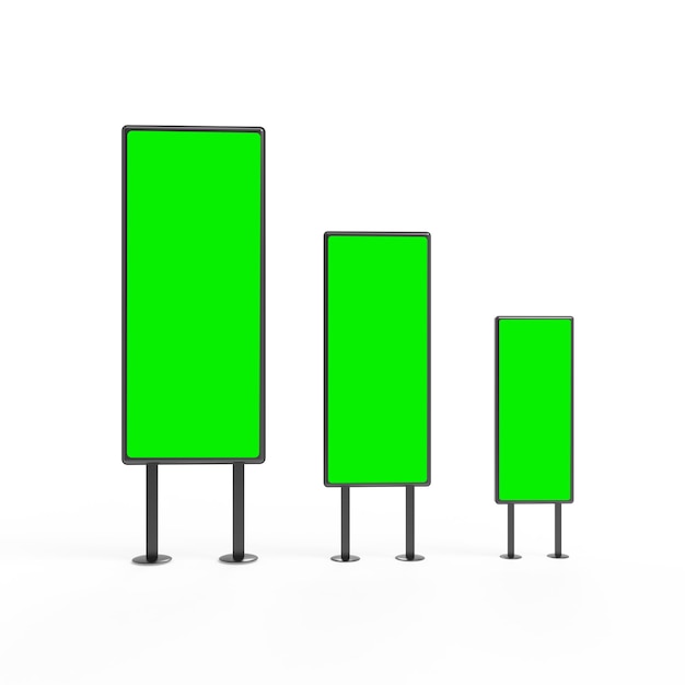 스탠드 녹색 화면 3d 렌더링 광고 게시판 상업 간판