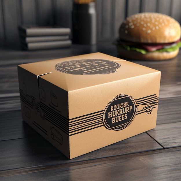 Foto advertising style burger box progetta una scatola per hamburger elegante e elegante