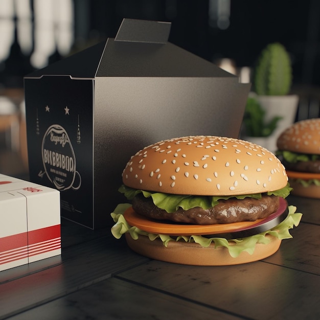 Photo advertisement style burger box sleek design