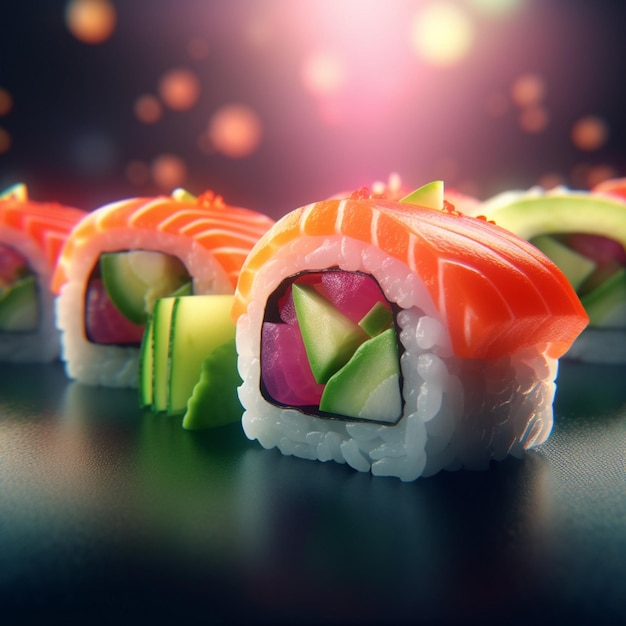 Advertisement style sushi visually appealing