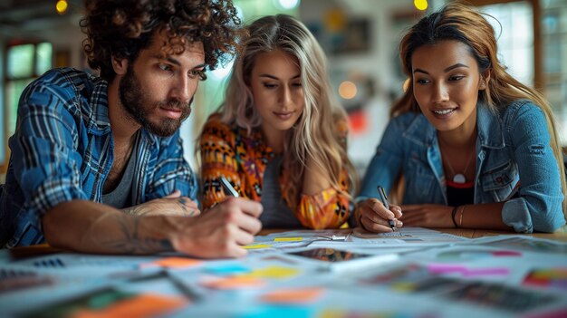 Foto l'agenzia pubblicitaria fa brainstorming sulle strategie mediatiche per una campagna ad alto impatto