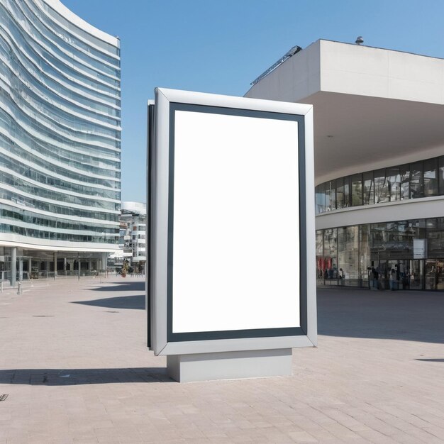 Advertising banner in city white mockup