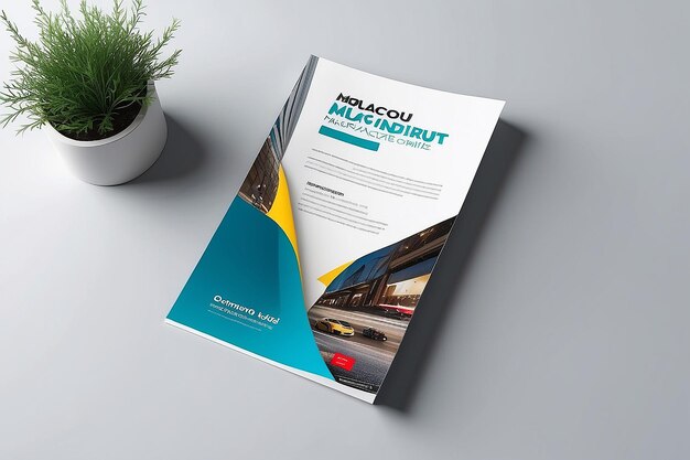 Foto banner pubblicitario su rivista brochure mockup rendering 3d