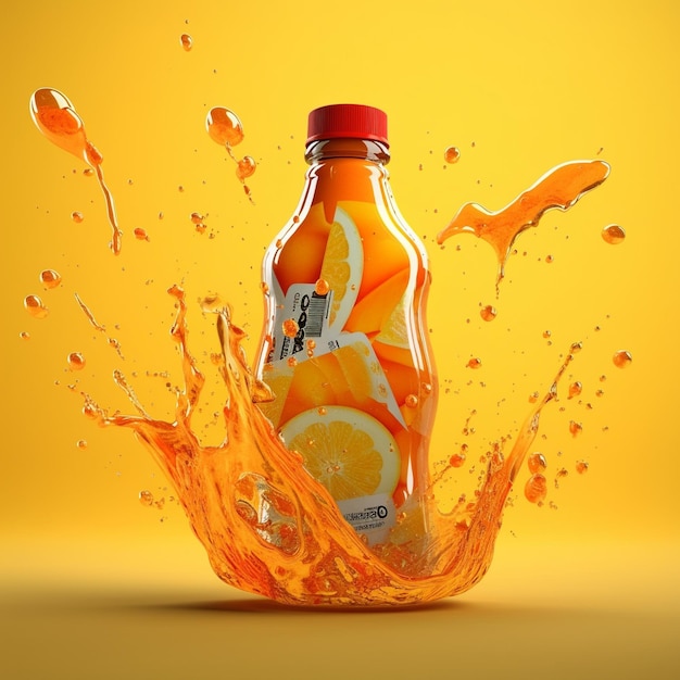 Advertising fruit juice with milk splash