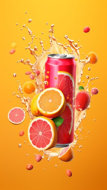 Advertising fruit juice with milk splash