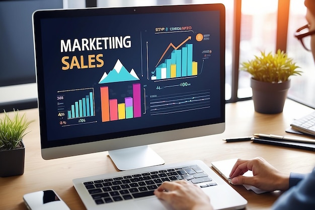 Advertising Marketing Sales Growth Business concept on screen