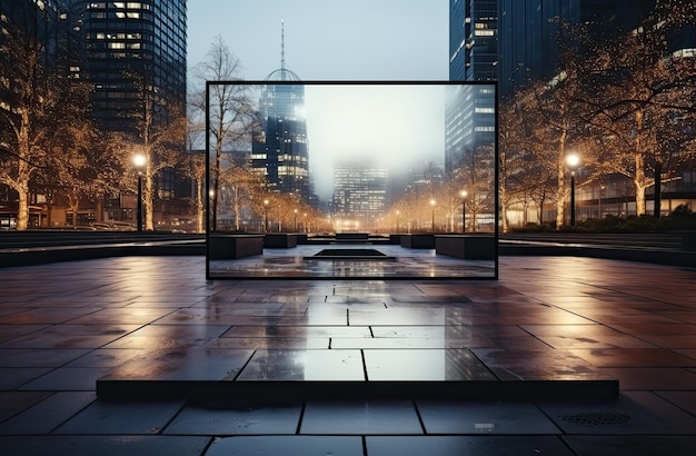 Advertising mock up blank billboard at night time with street light with copy space for public infor