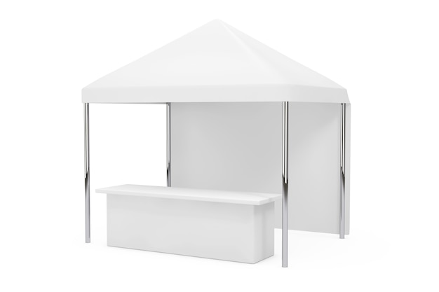 Photo advertising promotional outdoor mobile canopy tent on a white background. 3d rendering