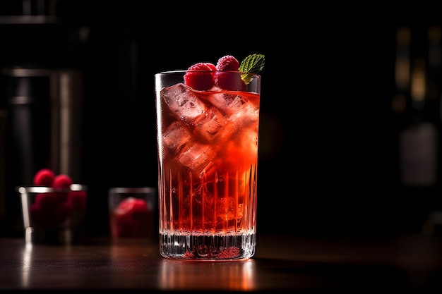 Advertising Shot of a cocktail or beverage with fruits and ice Generative Ai