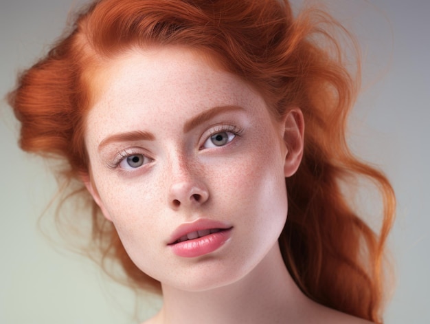広告スキンケア美しい女性モデル鮮やかな赤毛