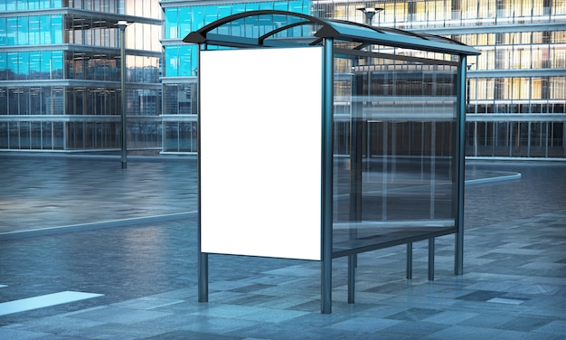 Advertising white template on bus stop