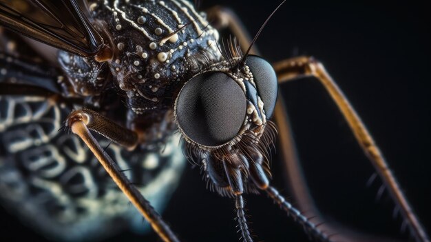 Aedes mugge hoge gedetailleerde delicate doorzichtige vleugels met ingewikkelde macro fotografie