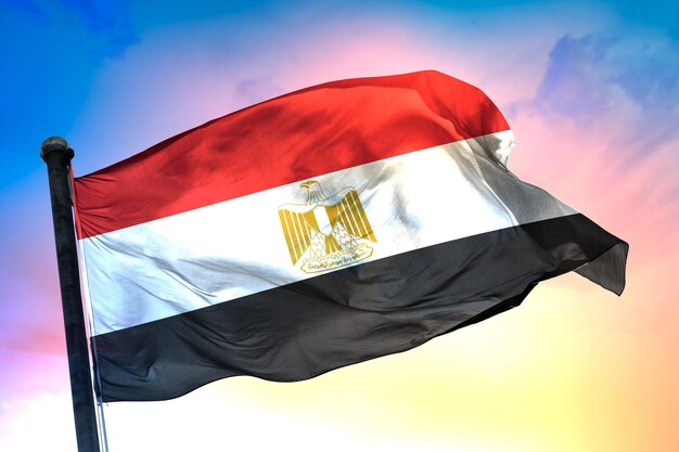 Aegypt country flag 3d flag and color background