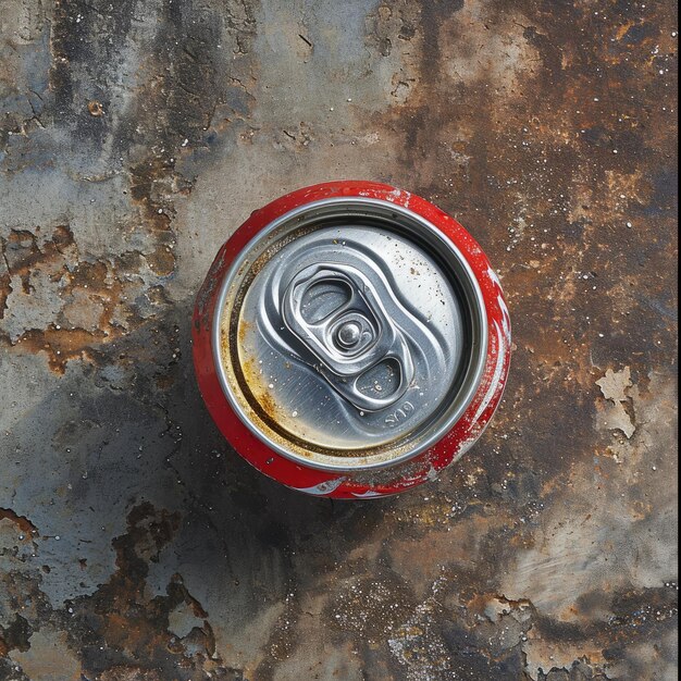 Photo aeiral topdown view of a crushed soda can v 6 job id 29e7915407924407ba486fb20c980e0f