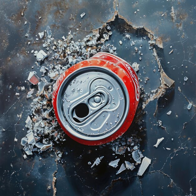 Photo aeiral topdown view of a crushed soda can v 6 job id ba8cb59d4f7e435ebe311bc5fdac387d