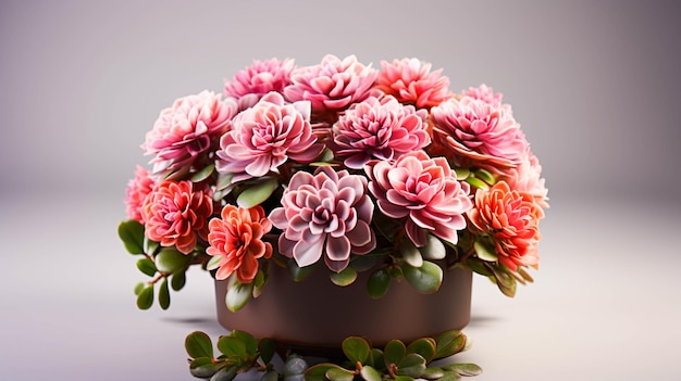 Aeonium Plant on a pot on white background