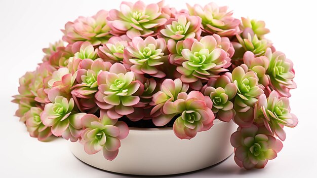 Aeonium Plant on a pot on white background